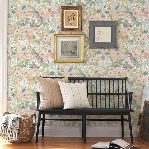 Miniatura 4 de Ismoon Papel tapiz de contacto floral rosa bohemio para despegar y pegar, 16.1 x 78.7 pulgadas, papel de pared autoadhesivo extraíble para gabinetes