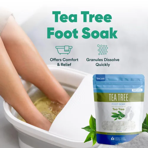 Miniatura 5 de Remoja para pies de árbol de té, 32 onzas (2 libras) de sal de Epsom de grado USP con aceite esencial de árbol de té natural más vitamina C en bolsa
