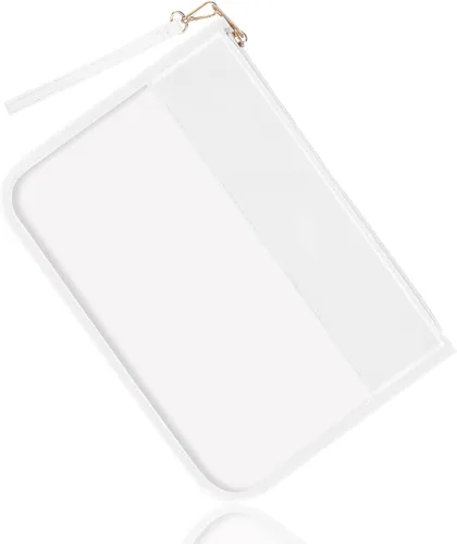 Miniatura 11 de izuzta Bolsa plana clara de la cremallera del bolso del maquillaje de la PU de la bolsa plana del PVC con la, Gris
