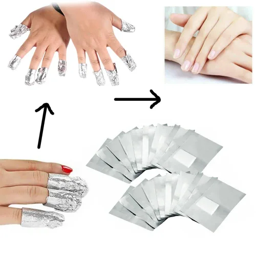 Miniatura 3 de 200 piezas de envoltorios de papel de aluminio para quitar esmalte de uñas con almohadillas de algodón, gel para uñas, herramienta de remoción