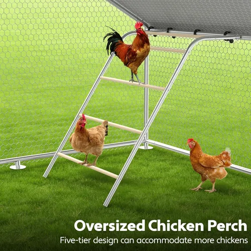 Miniatura 6 de Gallinero grande de metal con cubierta impermeable y resistente a los rayos UV, jaula de gallinas para exteriores, conejo, pato, gallinero para uso