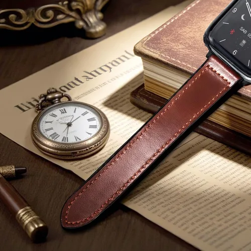 Miniatura 4 de Correas de cuero magnéticas compatibles con Apple Watch 42mm (Serie 10/11) 41mm 40mm 38mm para hombres y mujeres, cuero genuino con hebilla