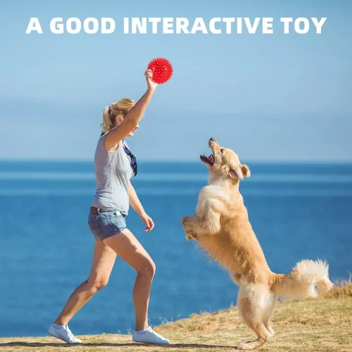 Miniatura 6 de Bolas para perros de 11.4 cm resistentes y chillonas para perros medianos y grandes, paquete de 4, juguetes para perros indestructibles