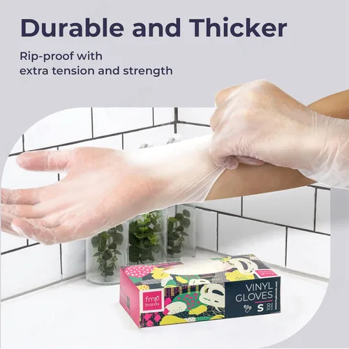 Miniatura 3 de Fit Meal Prep Paquete de 100 guantes desechables de vinilo para preparación de alimentos, sin látex, sin polvo, ideales para cocina, baño, hogar