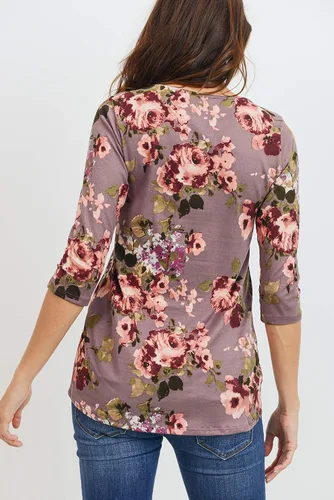 Miniatura 36 de LaClef - Blusa de maternidad para mujer, cuello redondo, manga 3/4, plisada al frente, estilo peplum