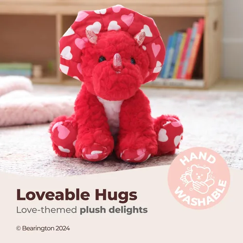 Miniatura 3 de Bearington Dinomite Dinosaur - Animal de peluche para el día de San Valentín, triceratops rojo de 11 pulgadas, regalo de dinosaurio de San Valentín