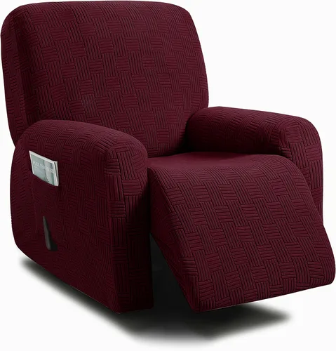 Miniatura 39 de ULTICOR - Juego de 8 fundas para sofá reclinable de jacquard, fundas para sofá reclinable elásticas para 3 cojines, gruesas, suaves, lavables Gris
