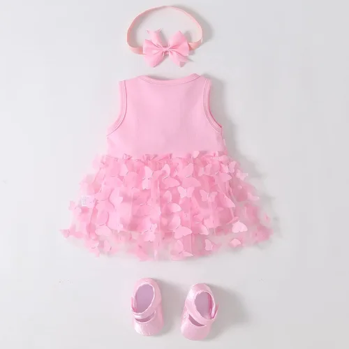 Miniatura 3 de Niyage Conjunto de mameluco de vestido con flores para bebé, traje de fiesta con tutú para bebé