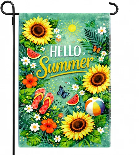 Miniatura 10 de Decoraciones de Navidad para exteriores – Bandera de jardín de bienvenida para árbol de Navidad Suministros de decoración de fiesta de Navidad Rojo