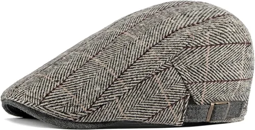 Miniatura 11 de meioro Gorra Plana de Algodón para Hombre Sombrero Newsboy de Tweed Espiga Sombreros Ajustables de Mezcla de Lana Gorras Gatsby Cabbie Ivy