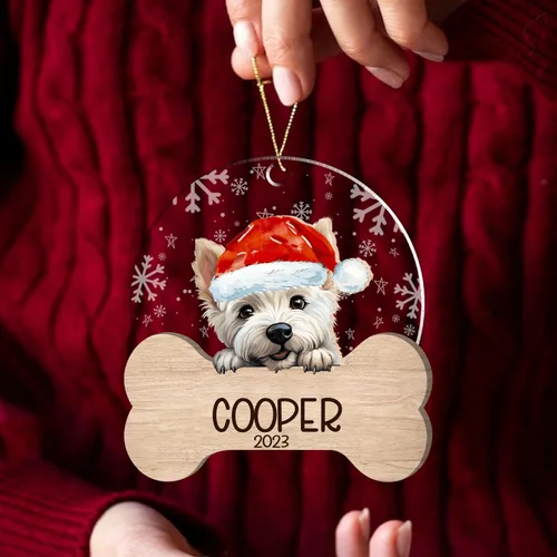 Miniatura 37 de Nazenti American Pit Bull Terrier Adorno de Navidad, adorno de perro fotográfico, adorno de perro personalizado, adornos de fotos de madera