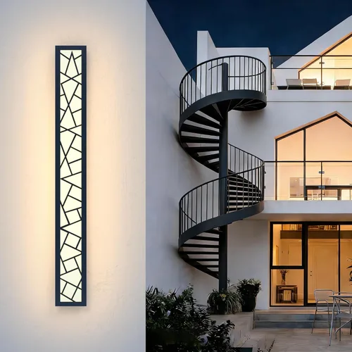 Miniatura 14 de Luces de Pared al Aire Libre 30cm Apliques de Pared Modernos LED Apliques de Pared Largos Luz de Porche Frontal Negra Impermeable Luz de Pared LED