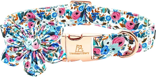 Miniatura 7 de Lionheart glory Collar de perro con flor, collar de perro azul con flores, collar de verano para perro niño o niña, suave, duradero, ajustable
