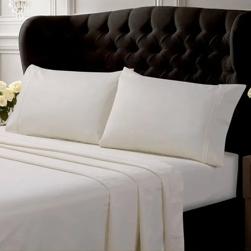 Miniatura 4 de Tribeca Living Juego de 2 fundas de almohada de satén de algodón egipcio tamaño King, color liso, 500 hilos, ropa de cama de lujo, café