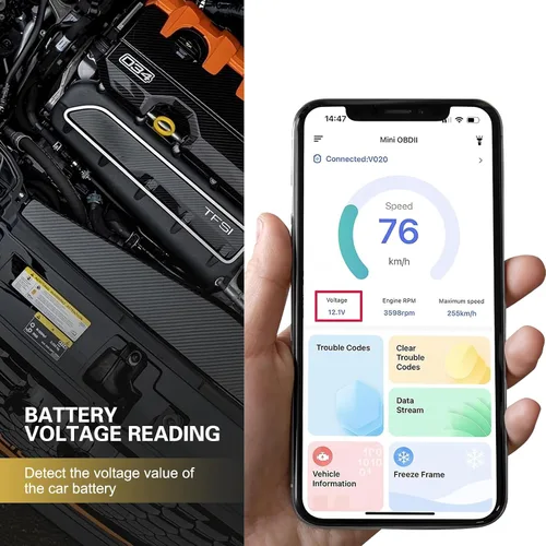 Miniatura 7 de Escáner de diagnóstico Bluetooth OBD2 para automóvil, ELM327 Herramienta de lectura y reinicio de código de motor, dispositivo de monitor de datos
