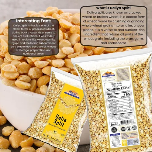Miniatura 4 de Rani Daliya Split (Garbanzos partidos asados Dalia) 7oz (200g) ~ Todo natural Vegano Origen indio