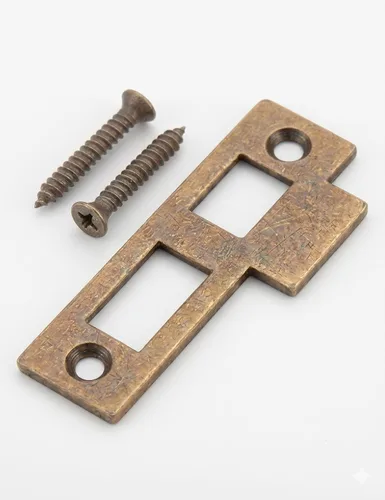 Pestillo de placa de puerta de latón satinado de 3-1/4 pulgadas para mortaja, antiguo, vintage, latón macizo de repuesto