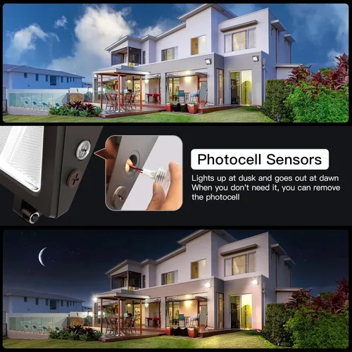 Miniatura 6 de JTT Paquete de 6 luces LED de pared de 75 W/60 W/45 W, del anochecer al amanecer con fotocélula, 6000/5000/4000 K luz diurna IP65 iluminación