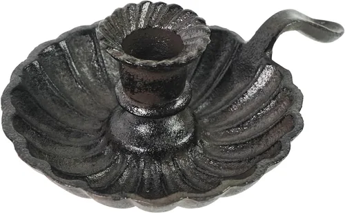 DreamsEden Portavelas de hierro fundido con asa – Portavelas cónico vintage Soporte de metal para velas para comedor, granja, decoración del hogar