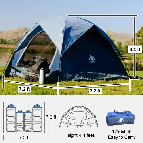 Miniatura 4 de AYAMAYA - Tiendas de campaña para 2 o 3 personas para camping, impermeables, para exteriores, con mosca de lluvia extraíble, transpirable con 2