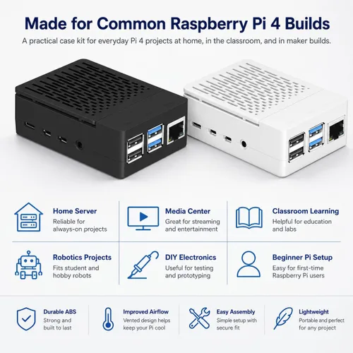 Miniatura 3 de iUniker Funda para Raspberry Pi 4, carcasa ABS Pi 4 con ventilador de refrigeración, disipador de calor Pi 4, cubierta superior extraíble simple