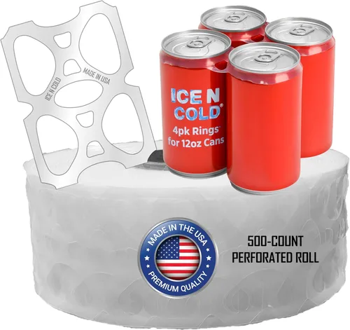 Miniatura 5 de ICE N COLD Paquete de 4 anillos (rollo de 1000 quilates) ajuste universal, se adapta a todas las latas de cerveza/soda de 12 onzas Envío rápido
