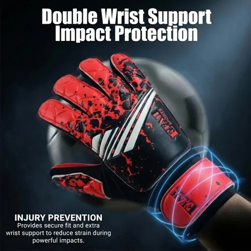 Miniatura 3 de Guantes de portero de fútbol para niños y jóvenes, guantes de portero de fútbol con agarres fuertes Rojo