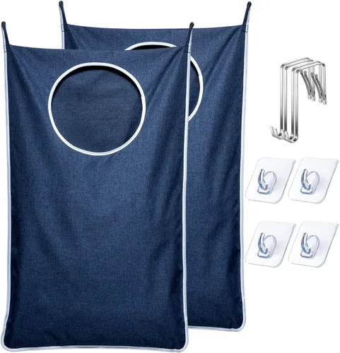 Miniatura 10 de KEEPJOY Bolsa colgante para cesta de lavandería con 2 tipos diferentes de ganchos, tamaño 20 x 30 pulgadas, bolsa de almacenamiento para ropa sucia