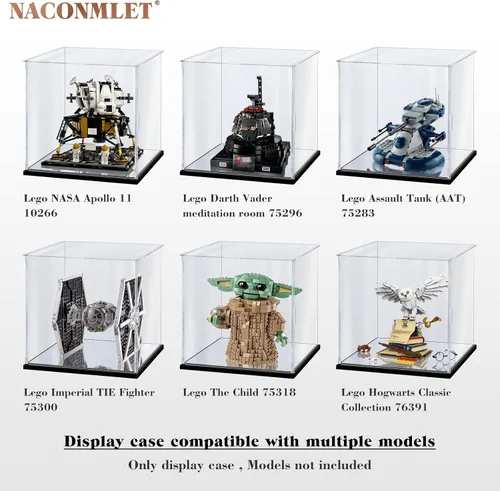 Miniatura 2 de Vitrina de acrílico transparente para figura de acción modelo Lego, caja de exhibición con base de espejo, caja organizadora a prueba de polvo