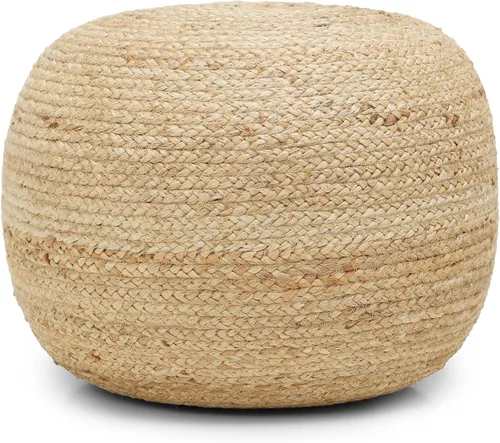 Miniatura 4 de REDEARTH Puf circular de yute, puf otomano – Puf trenzado con acento para sentarse redondo reposapiés para sala de estar, dormitorio, guardería