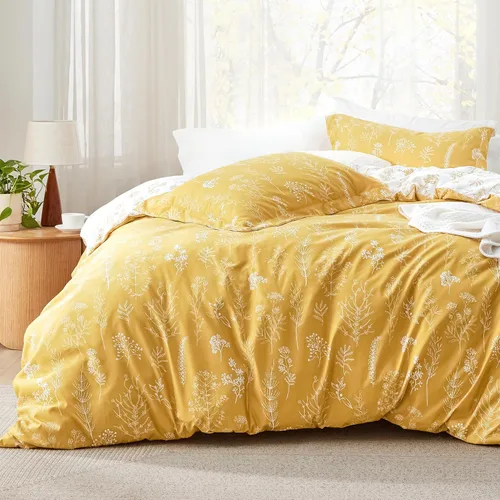 Miniatura 23 de Bedsure - Juego de edredón tamaño King, juego de ropa de cama verde salvia, 3 piezas de ropa de cama floral bonita, 1 edredón reversible suave