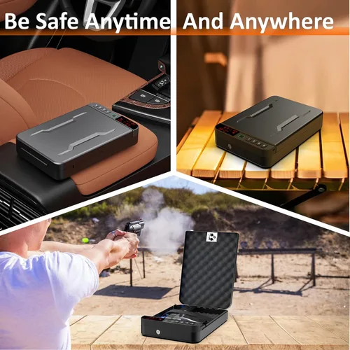 Miniatura 5 de Z ZLJUAN - Caja fuerte portátil para armas y pistolas con pantalla LCD de temperatura, humedad, huella digital biométrica, cerradura con teclado