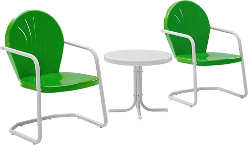 Miniatura 2 de Crosley Furniture Griffith - Juego de sillas y mesa auxiliar de 3 piezas, juego de mesa auxiliar de metal retro para porche, verde saltamontes