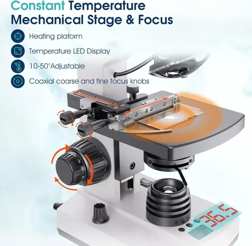 Miniatura 4 de Microscopios monoculares compuestos de laboratorio con temperatura constante, microscopio de doble visión para adultos estudiantes con aumento