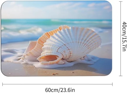 Miniatura 3 de Alfombra de baño Beach Seashell Coastal Florida, absorbente de agua y antideslizante, con temática oceánica, tapete de baño antideslizante para sala