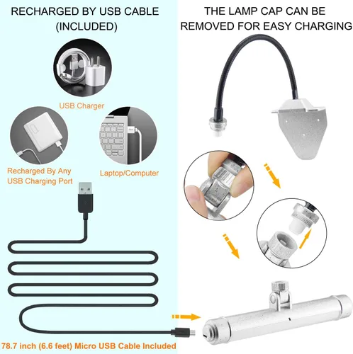 Miniatura 2 de BIGMONAT Luz de imagen recargable por USB, luz LED inalámbrica con control remoto, luz de pintura giratoria, cabezal de 3 modos de iluminación