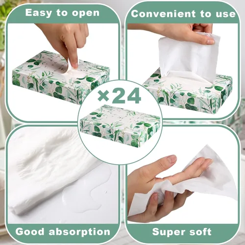 Miniatura 2 de Yinder 24 paquetes de 960 hojas de pañuelos en cubo para coche, cajas faciales desechables para viajes, soporte para pañuelos, suaves cajas