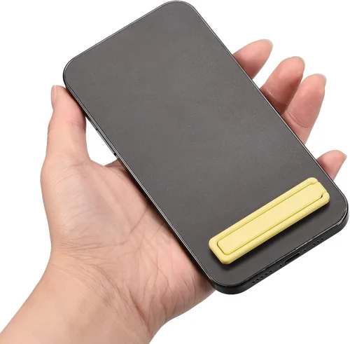 Miniatura 5 de uxcell Soporte delgado para teléfono celular, soporte de escritorio horizontal y vertical, soporte plegable para teléfono para la mayoría de Amarillo