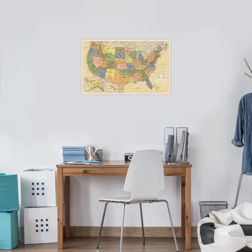 Miniatura 10 de Póster en blanco con diseño de mapa de Estados Unidos laminado, 18 x 29 pulgadas (solo para uso con marcadores de borrado húmedo)