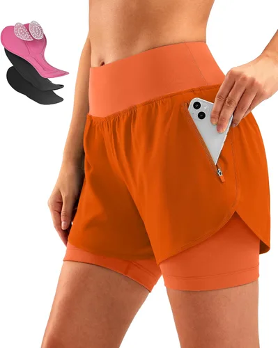 Bikewa Pantalones cortos de ciclismo de montaña para mujer, acolchados en 4D, con bolsillos con cremallera
