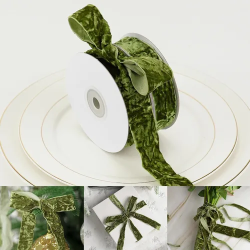 Miniatura 31 de HUIHUANG Cinta de Terciopelo Negro 3/8" Cinta de Terciopelo Arrugado para Adornos de Árbol de Navidad, Envoltura de Regalos, Decoración de Coronas