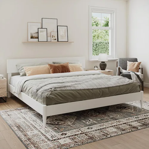 Miniatura 16 de AFI, Aria - Cama de plataforma moderna de perfil bajo de madera maciza, tamaño individual, color caramelo claro