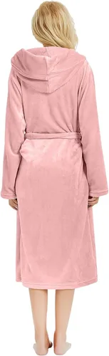 Miniatura 53 de HEARTNICE Bata de forro polar con capucha para mujer, bata de baño suave para mujer, bonito abrigo largo para casa