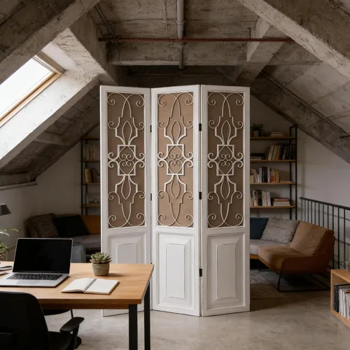 Miniatura 2 de SOFE Separador de habitación de madera de 3 paneles de 6 pies de alto, paneles plegables de pantalla de tocador rústico, divisor de pared decorativo