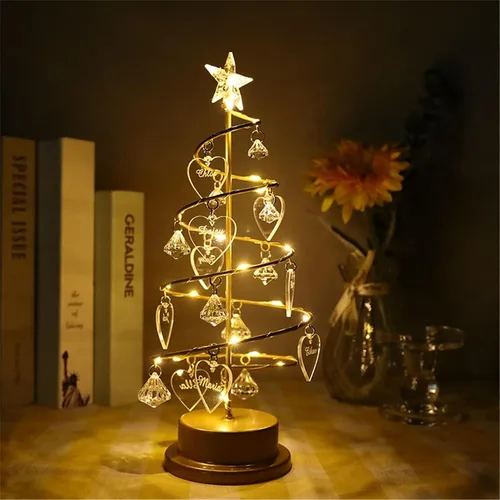 Miniatura 12 de Foto personalizada de árbol de Navidad, luces personalizadas para árbol de Navidad de 1 a 10, imagen familiar, mesa de metal, luz nocturna de árbol