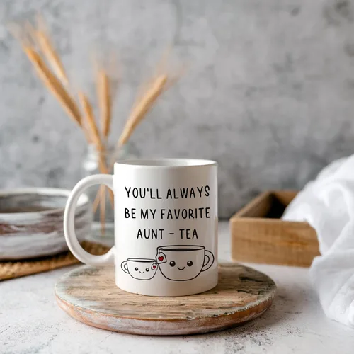 Miniatura 7 de Regalos de Navidad para tía, taza de té de mi tía favorita, taza divertida de la mejor tía de 11oz - Perfecta para cumpleaños, Navidad para tía