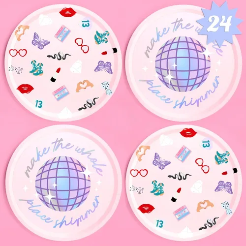 xo, Fetti Platos de papel para fiesta, 24 piezas, 9 pulgadas, vajilla para fiesta de concierto, decoraciones de despedida de soltera, vajilla de