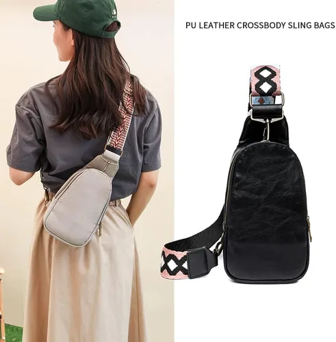 Miniatura 4 de BRZSACR Bolso bandolera para mujer, bolso cruzado de piel sintética, bolsa de pecho para mujer, ciclismo, senderismo, 1 unidad, Gris