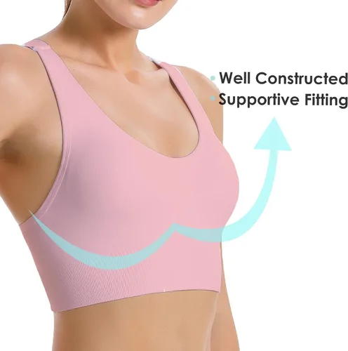 Miniatura 5 de Evercute - Brasier deportivo para mujer con relleno, soporte medio, tirantes cruzados y ajustables, sin costuras, para yoga, ejercicio atlético