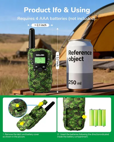 Miniatura 8 de Walkie Talkies para Niños Rellenos de Media Juguetes para Niños y Niñas de 3-12 Años, Alcance de 3 Millas Walkie Talkie para Acampar, Exterior